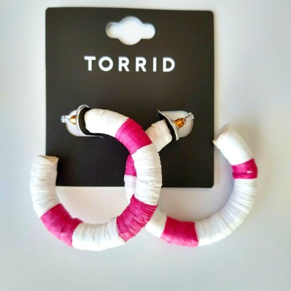 torrid Jewelry - Torrid Pink And White Hoop Earrings-NEW